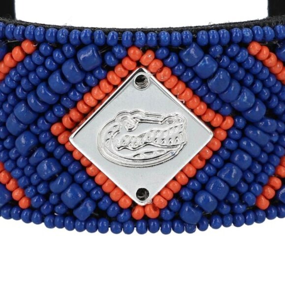 University of Florida Gators Bracelet NEW Hand Beaded Cuff Blue Orange Silver - Picture 8 of 8
